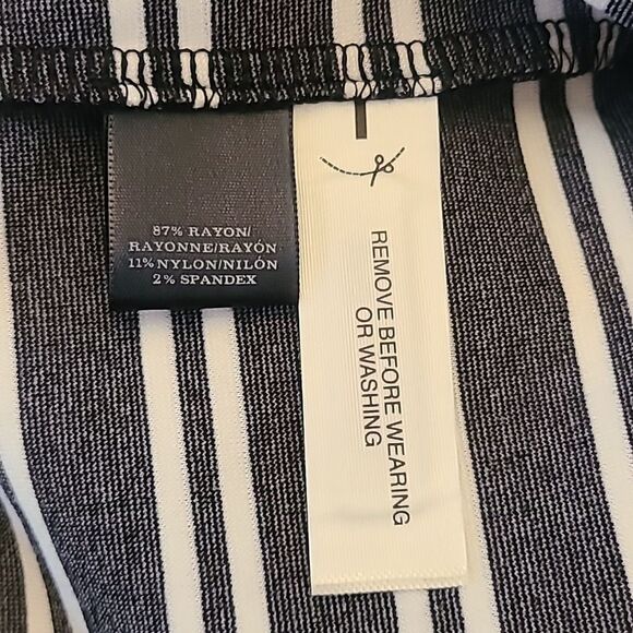 Ann Taylor Black White Striped Midi Length Dress Size S Career Office 3/4 Sleeve - Picture 12 of 13